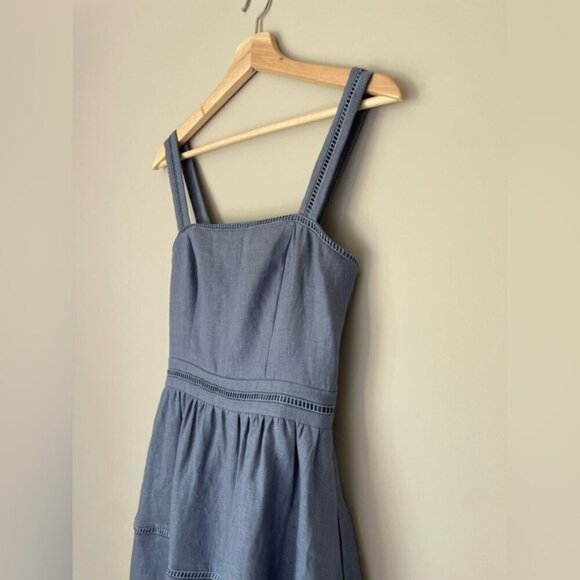 NEW Reformation Everett Linen Midi Dress Cornflower Blue | US 2 UK 6 - Picture 7 of 14